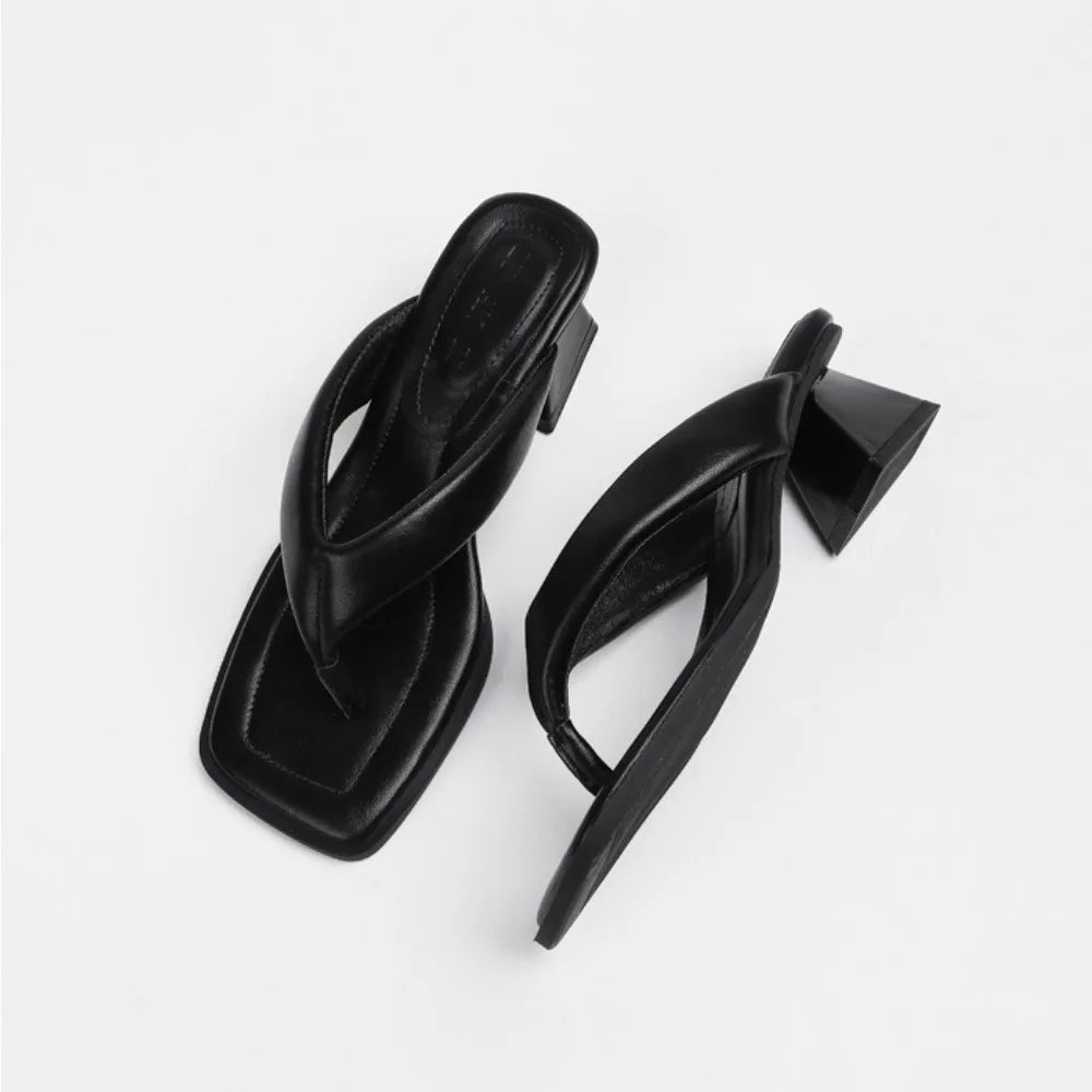 Penelope Square Toe Heel Flip Flops