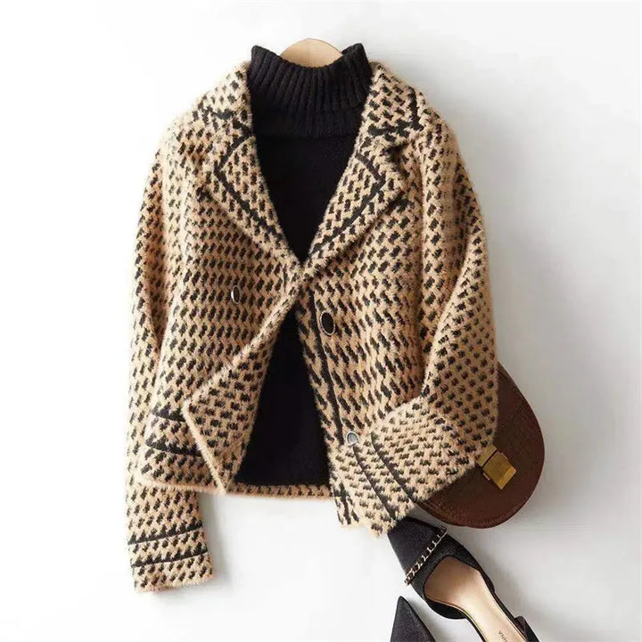 Marigold Houndstooth Knit Jacket