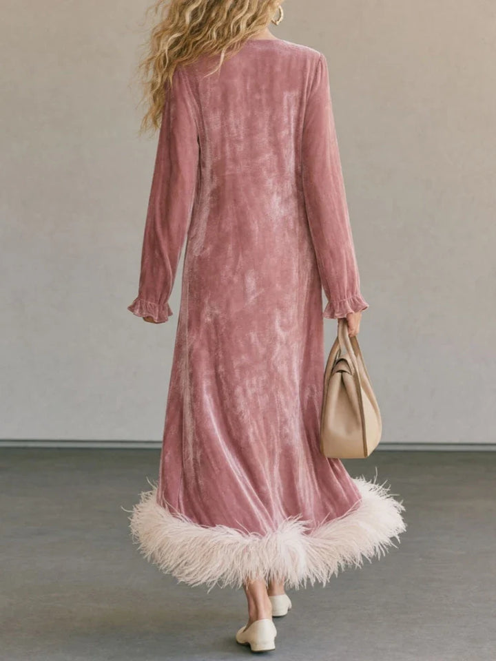 Rosalinde Feather Trim Maxi Dress