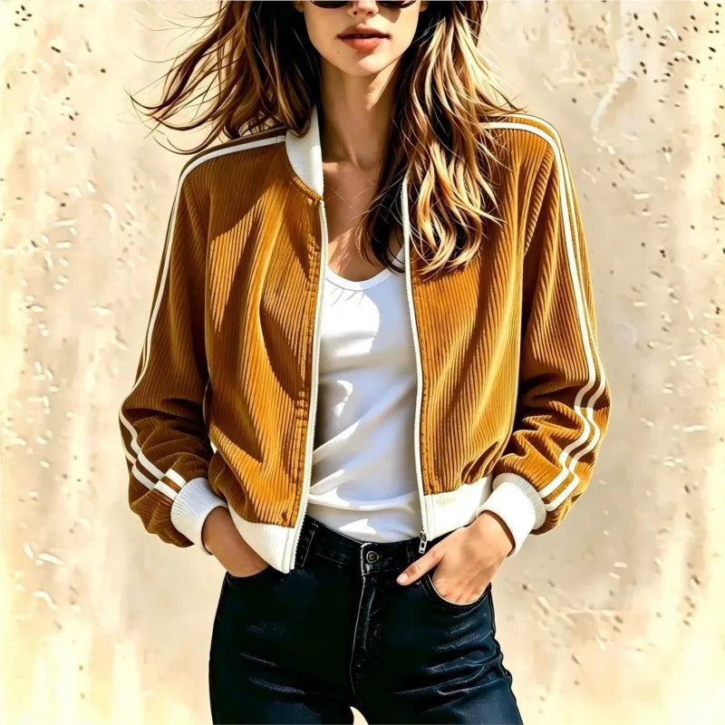 Yvette Ribbed Bomber Jacket