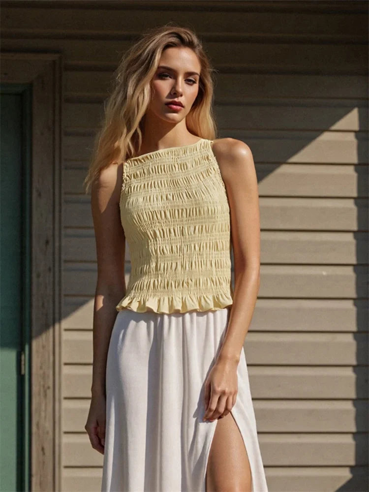 Savannah Ruffle Hem Sleeveless Top