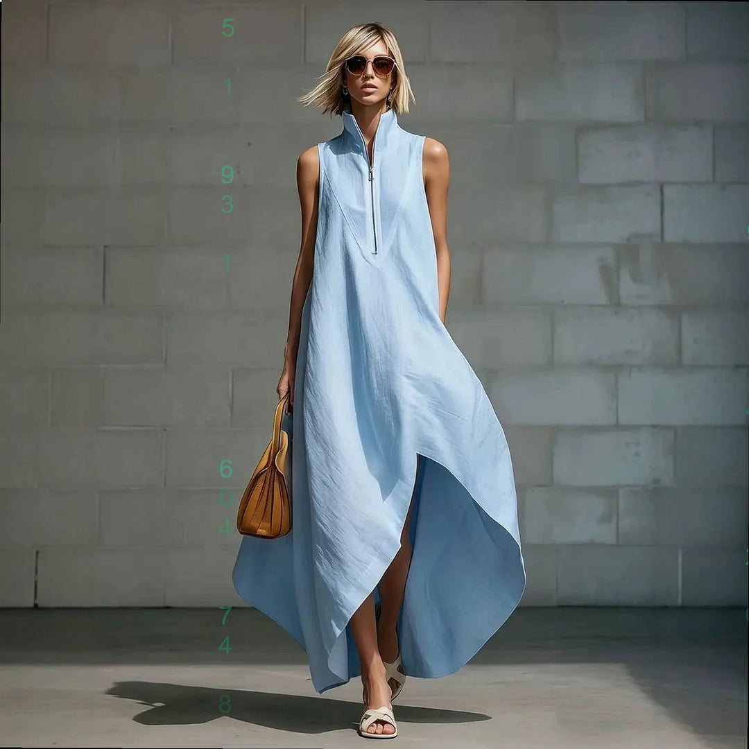 Verena Sleeveless Half Zip Long Dress