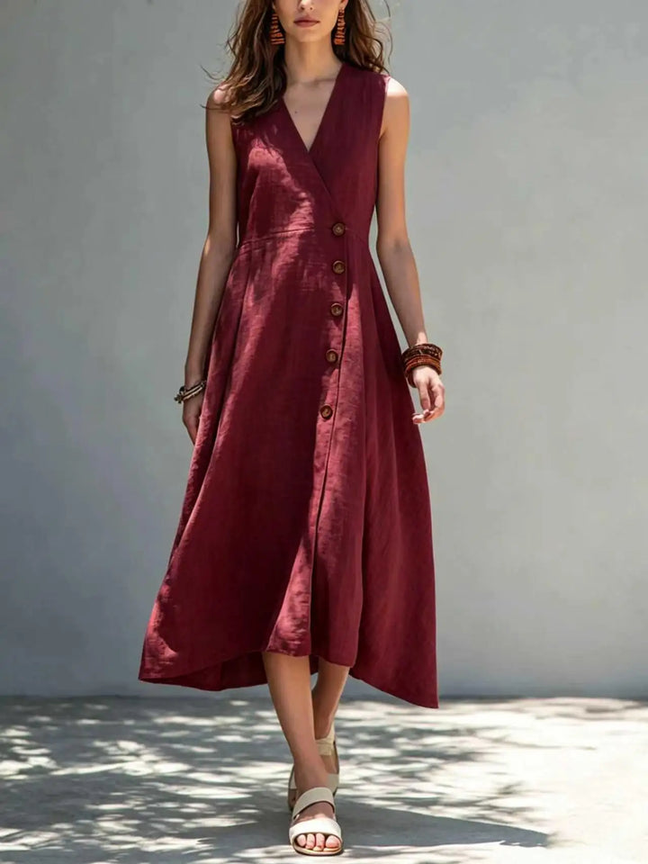 Isabel Asymmetrical Button Maxi Dress