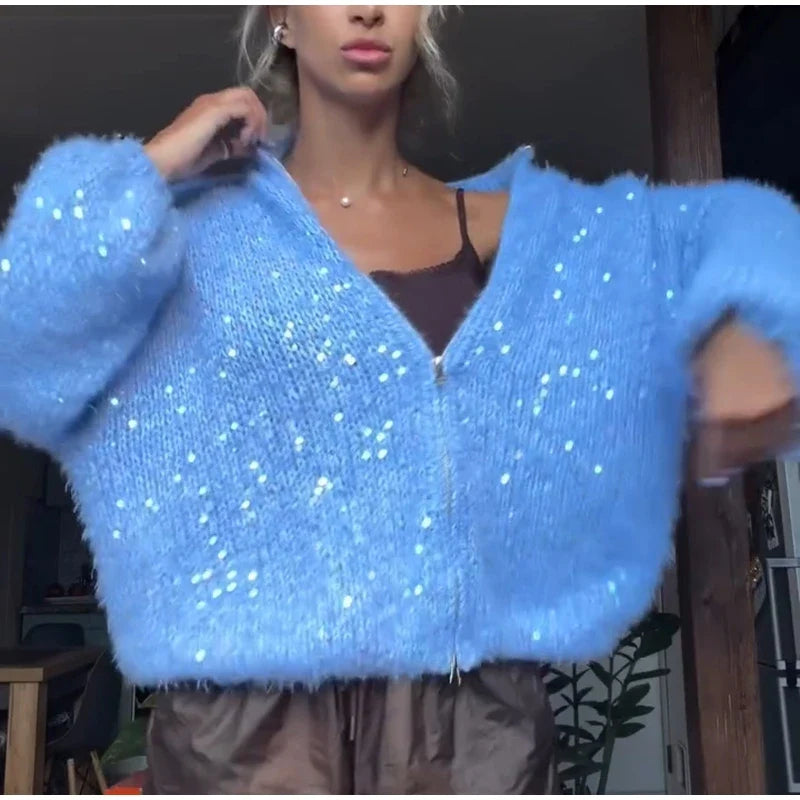 Elouise Sequin Zip Cardigan