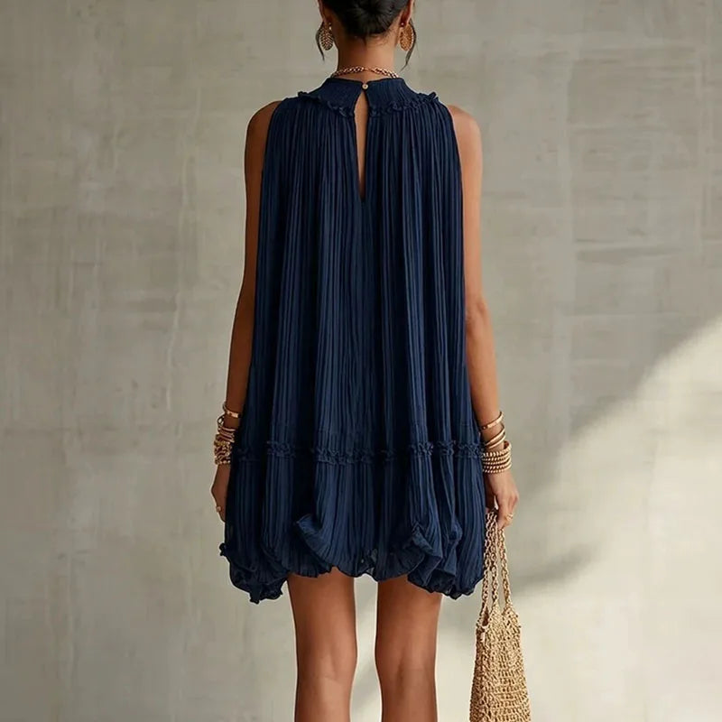 Elodie Pleated Halter Mini Dress
