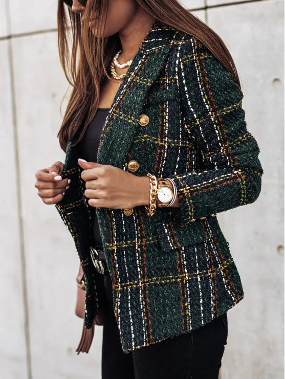 Odalise Double Breasted Plaid Blazer
