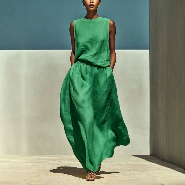 Everly Elegant Top and Maxi Skirt Set