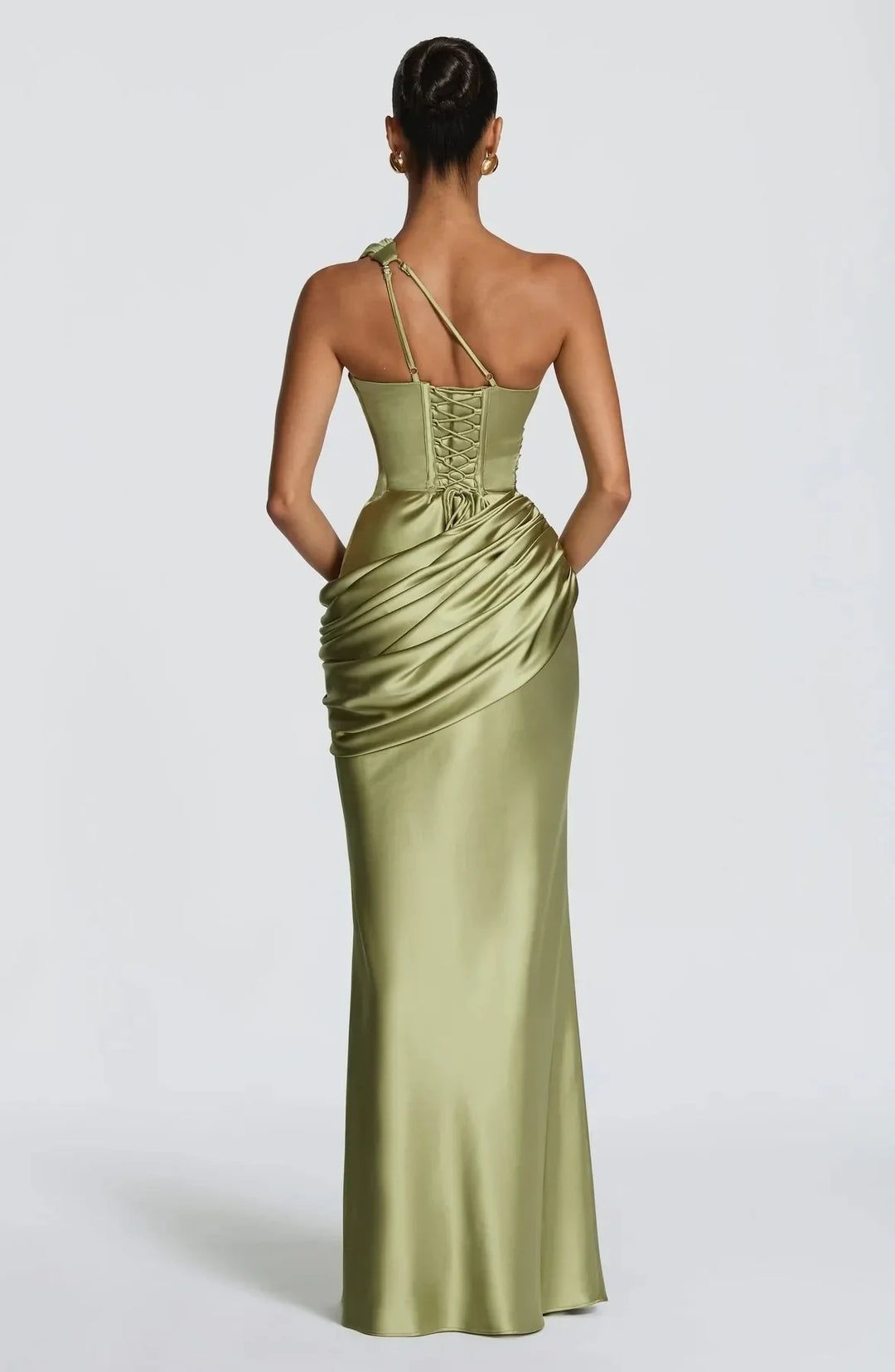 Lavina Ruched Satin Wedding Guest Dress