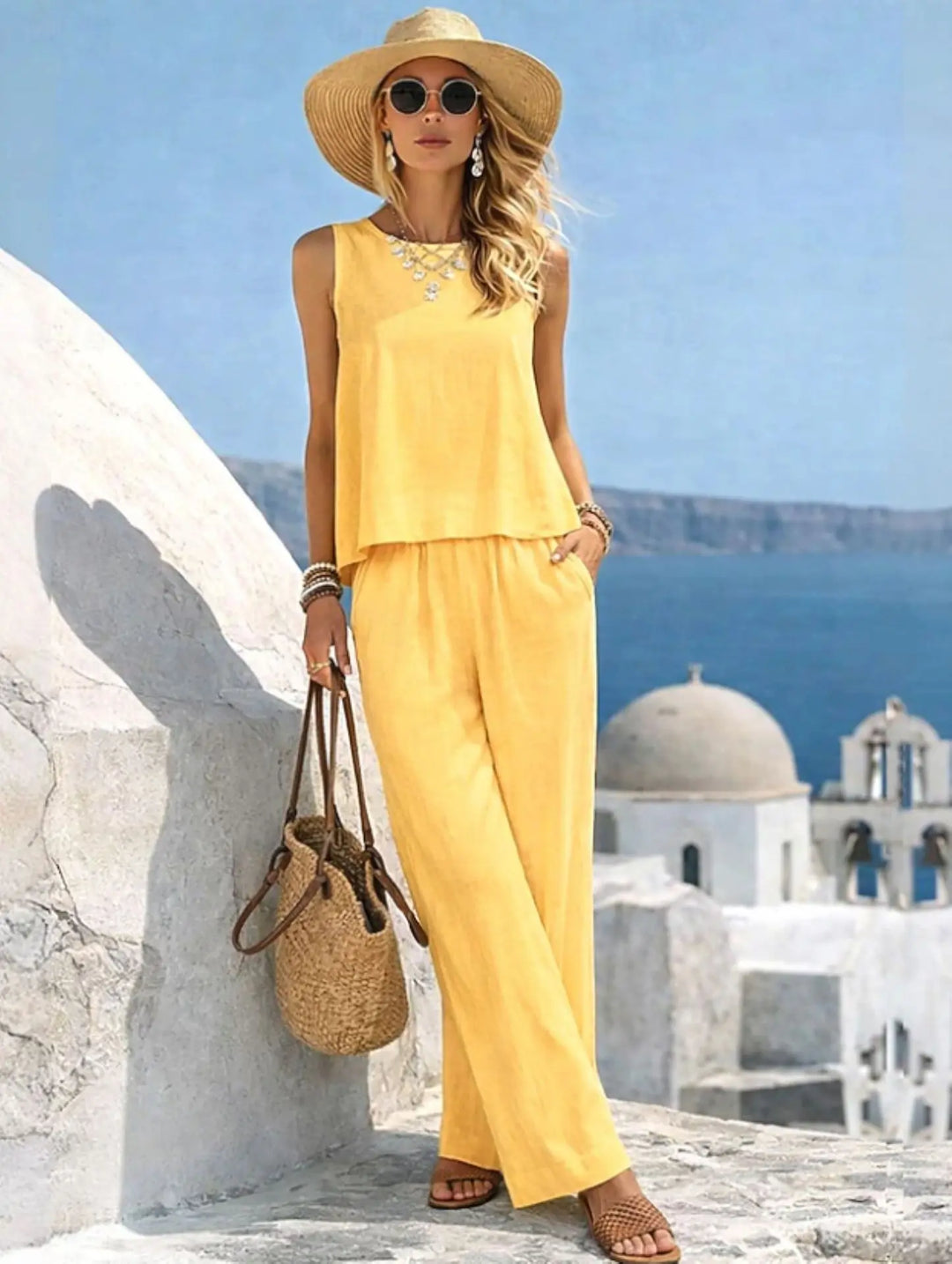 Maura Elegant Wide Leg Two- Piece Set