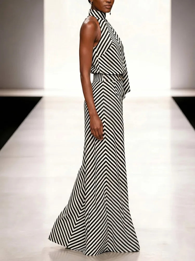 Cadence Striped Halter Trouser Set