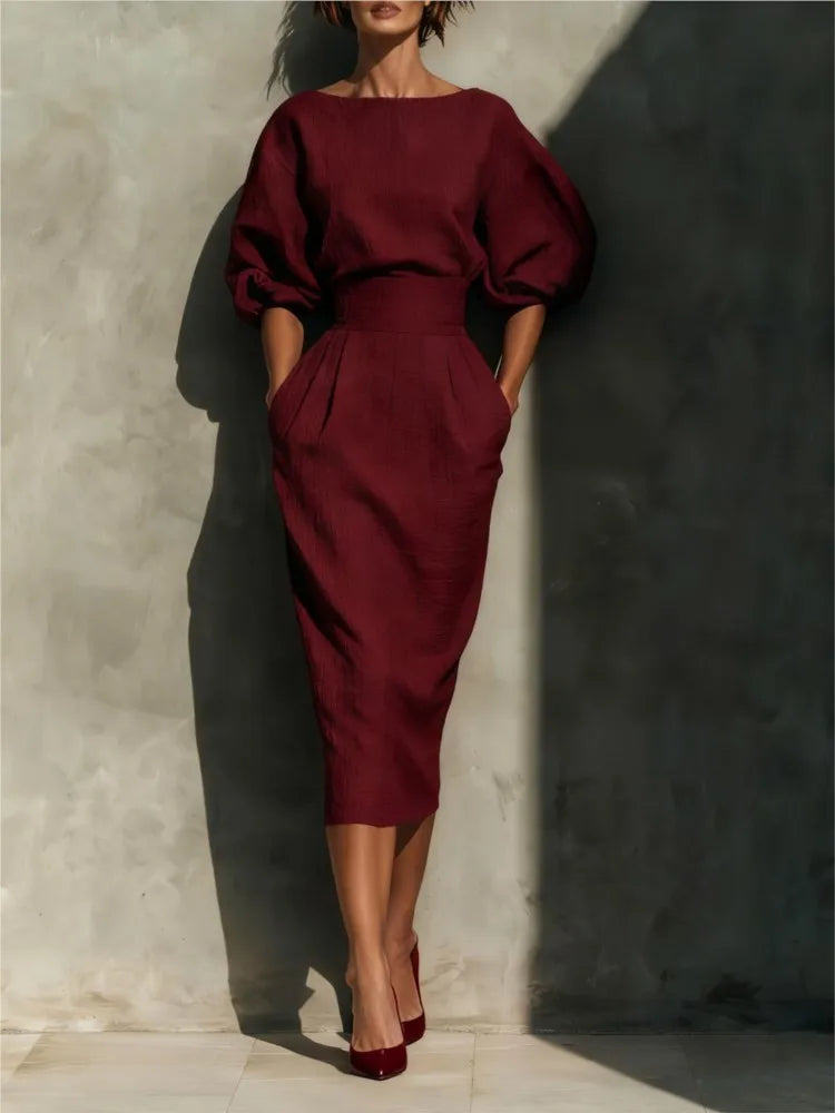 Everly Elegant Linen Midi Dress