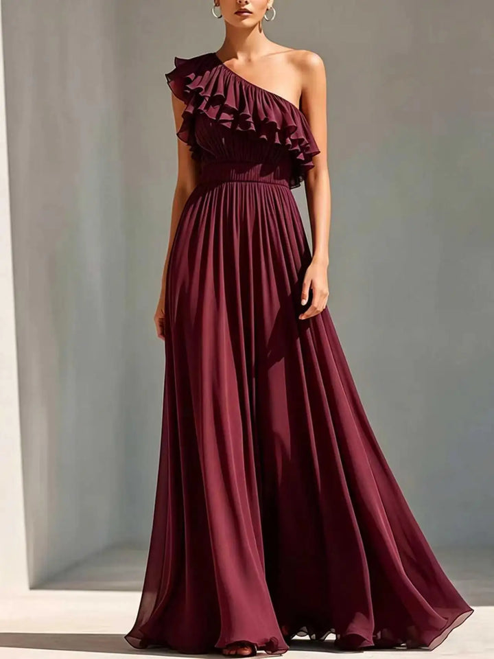 Lucielle One Shoulder Pleated Wedding Guest Dress