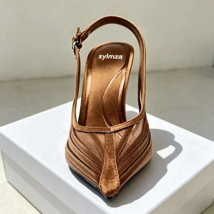 Ruby Mesh Pointed Toe Slingback Heels