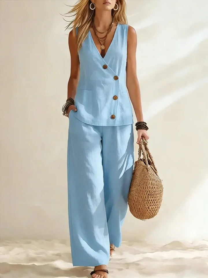 Astrid Button Vest Co-Ord Set