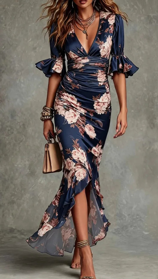 Sharon V-Neck Maxi Wedding Guest Dress