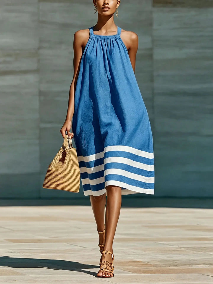 Maralyn Striped Boho Midi Dress