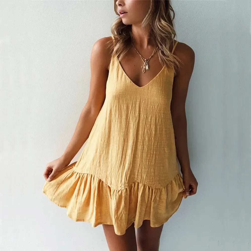 Liora Linen Ruffle Sundress