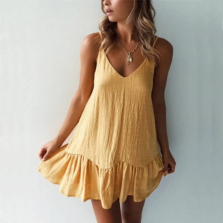 Liora Linen Ruffle Sundress