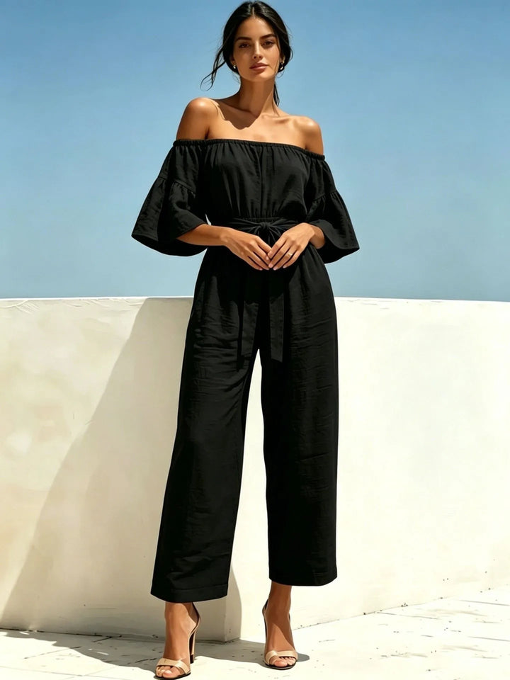 Ginevra Off Shoulder Front Tie Waist Jumpsuit