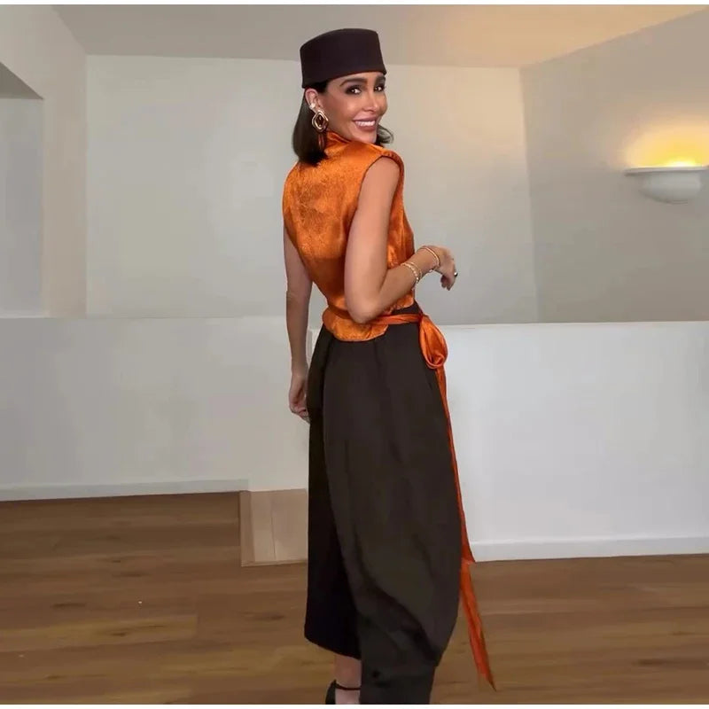 Elara Satin Tie-Waist Blouse