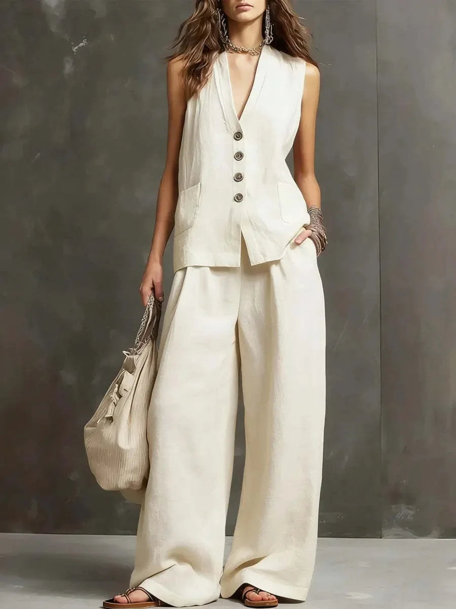 Hazel Breathable Linen Trouser Set