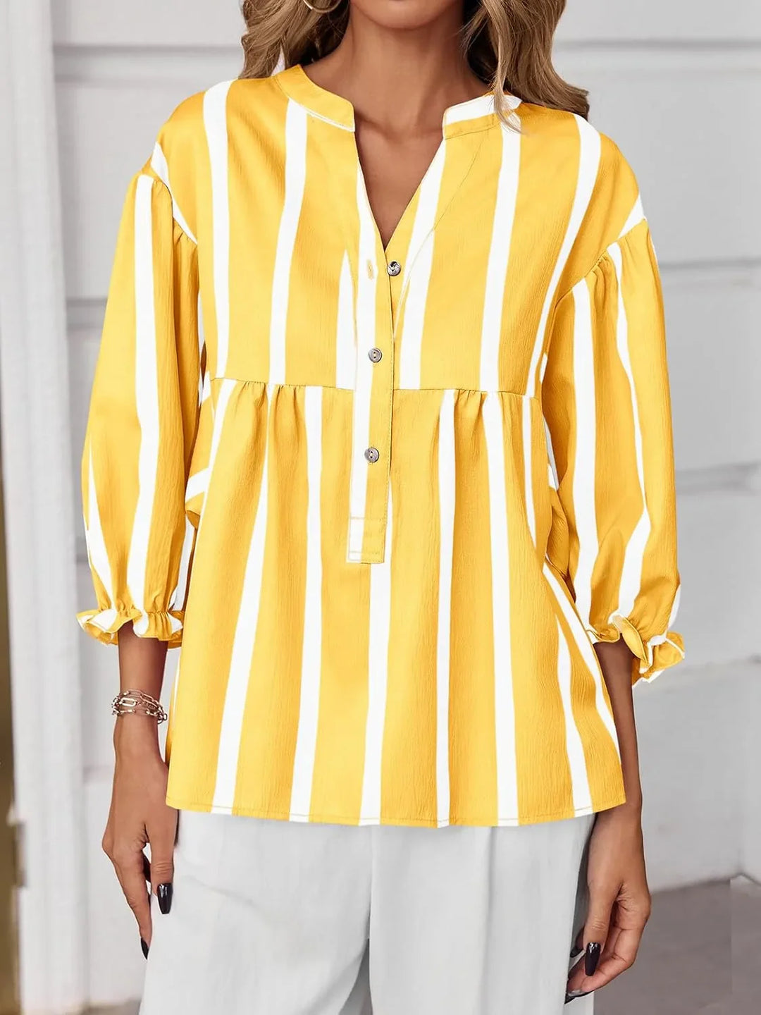 Severine Striped Bubble Blouse