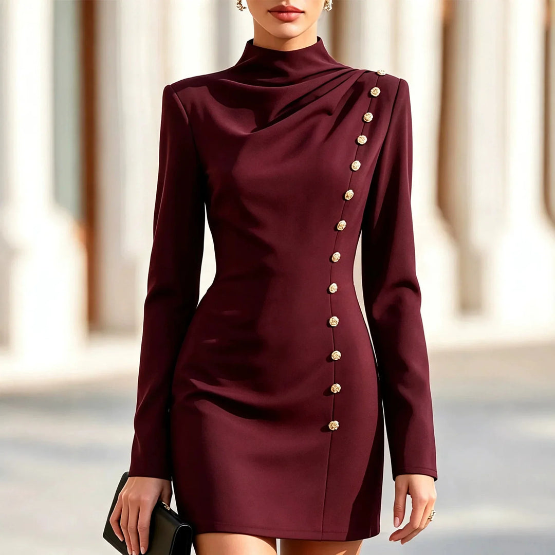 Renley Draped Button Mini Dress