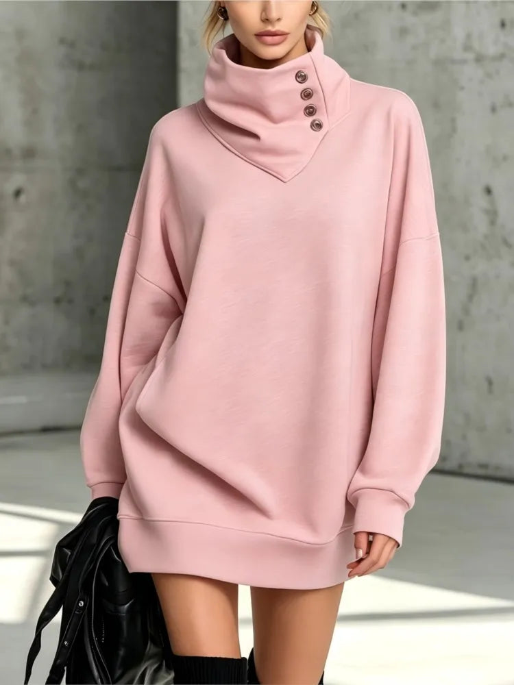 Adaline Button Sweatshirt Dress