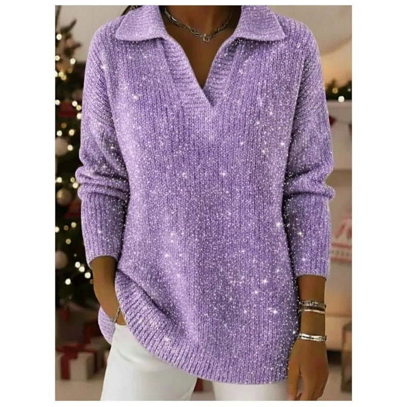 Amara Split Neck Sequin Sweater