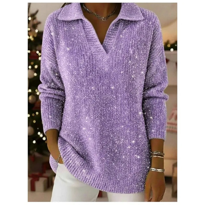 Amara Split Neck Sequin Sweater