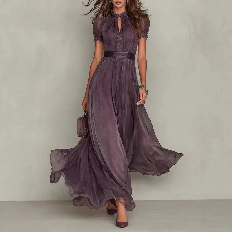 Ysella Ruffle Trim Wedding Guest Maxi Dress
