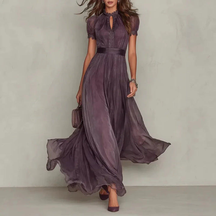 Ysella Ruffle Trim Wedding Guest Maxi Dress