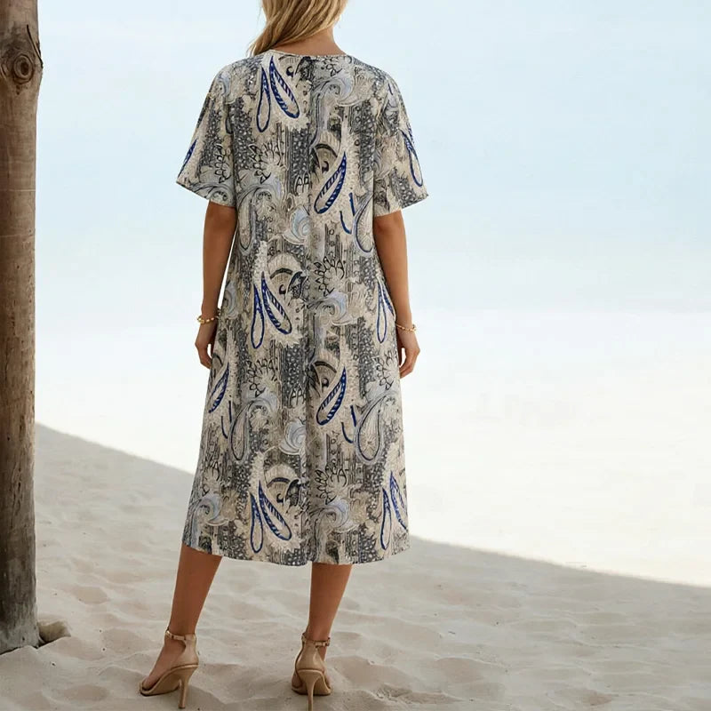 Liorina Elegant Floral Midi Dress
