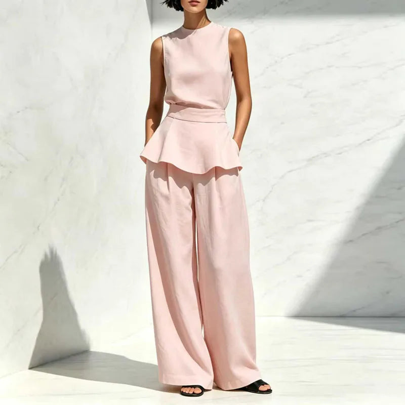 Florina Sleeveless Wide Leg Pants Set