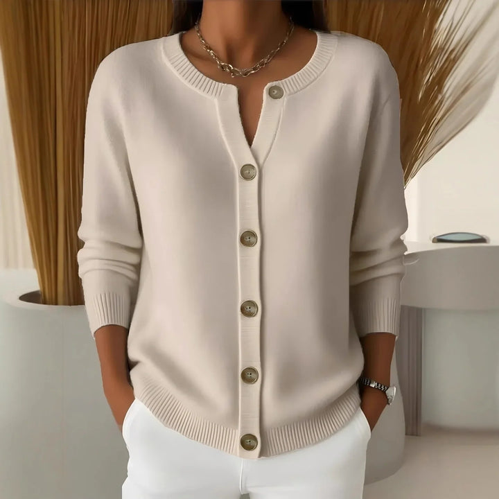 Miriel Notch Neck Buton Cardigan