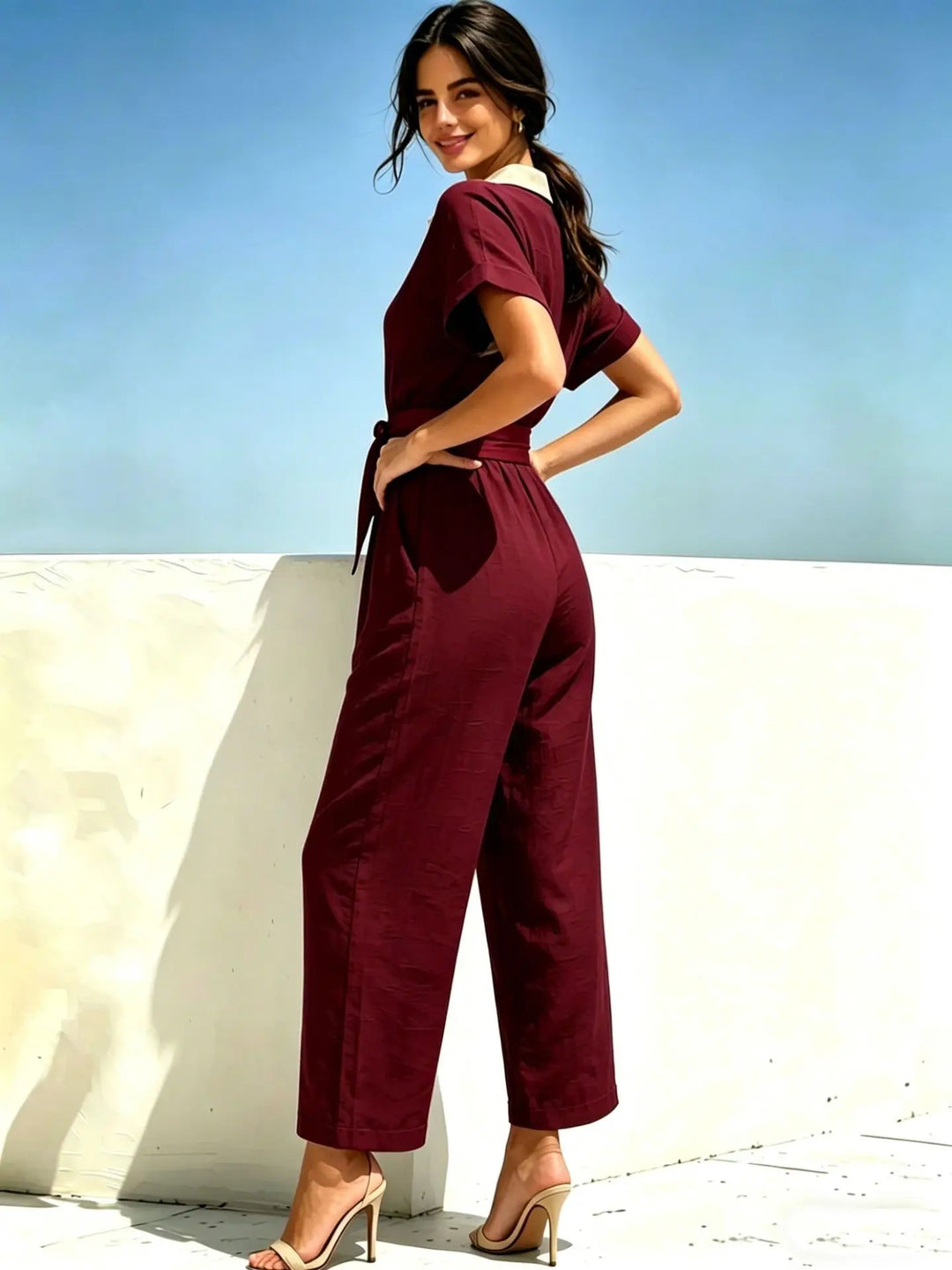 Cassandra Belted Short Sleeve Jumpsuit