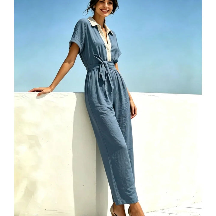 Cassandra Belted Short Sleeve Jumpsuit