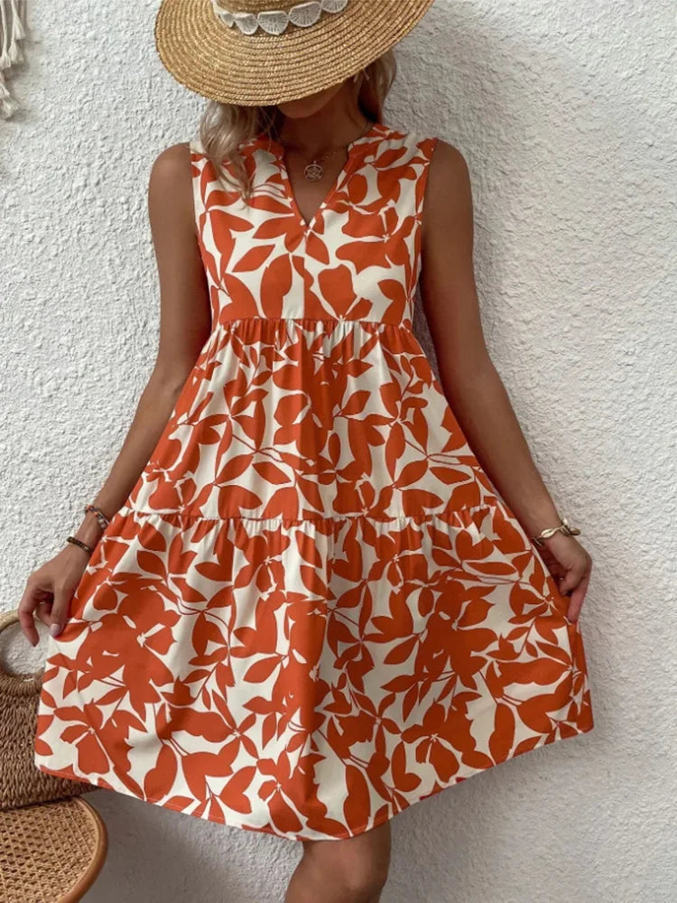 Samara Boho Print Ruffled Mini Dress