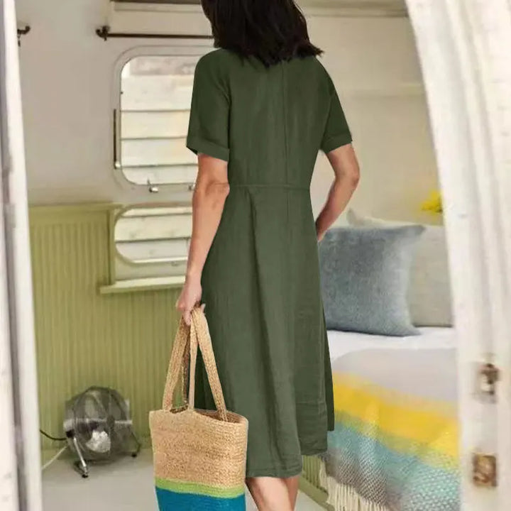 Avery Button Front Midi Dress