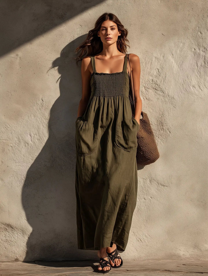 Nina Shirred Pocket Maxi Dress