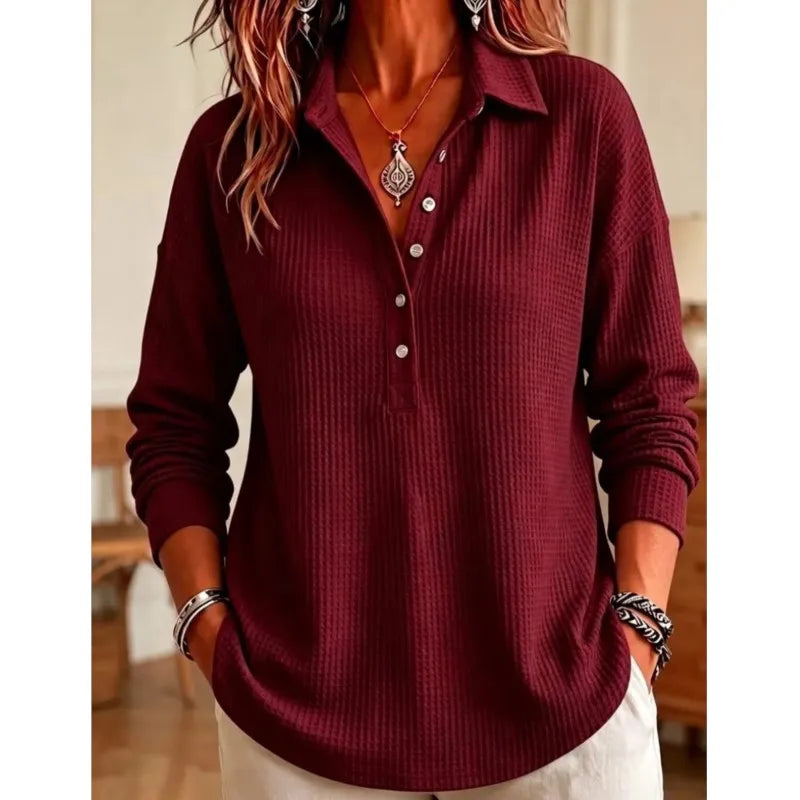 Rosamel Waffle Knit Polo Sweater