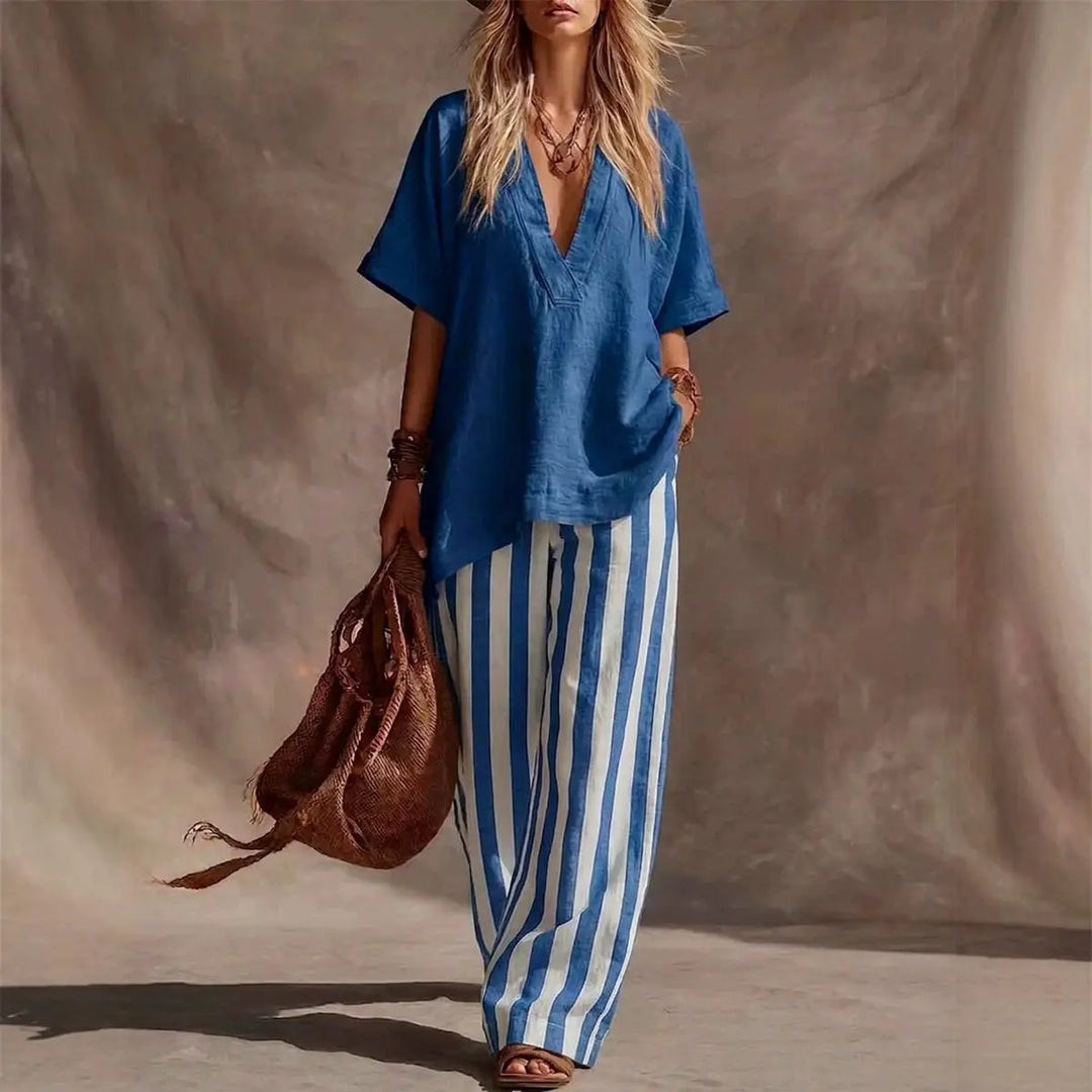 Beverly Striped Linen Matching Set