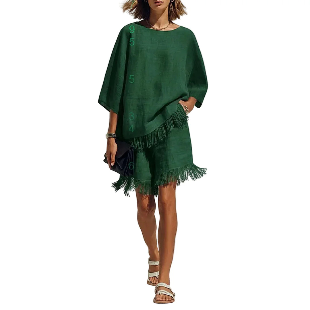 Maris Linen Fringe Cape Co-Ord Set