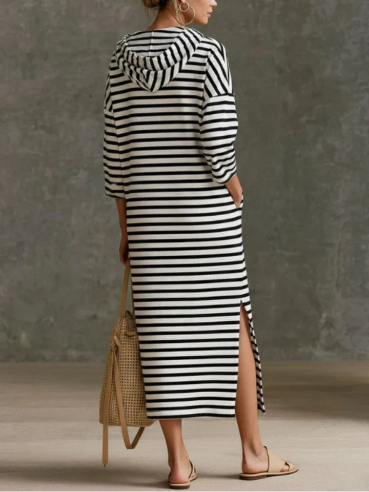 Ellie Striped Hooded Midi Dress