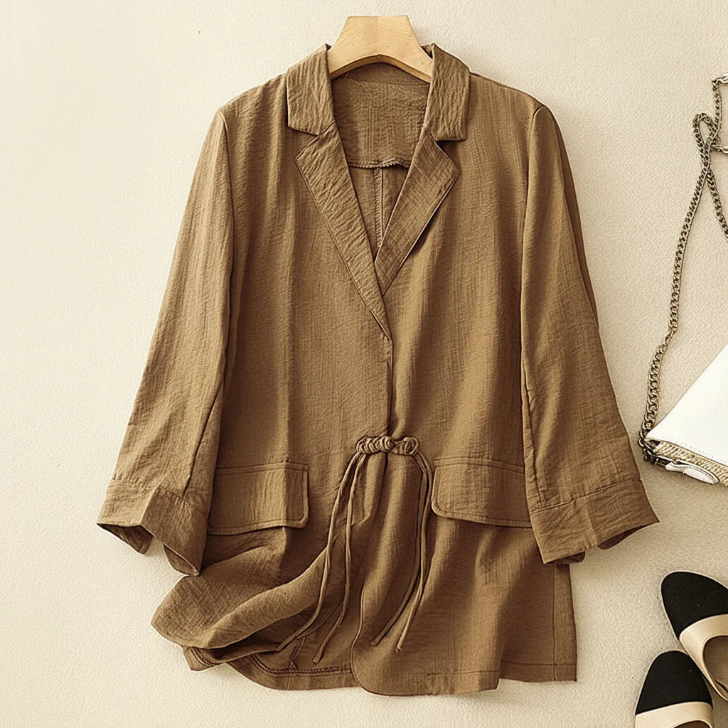 Jodie Drawstring Linen Blazer
