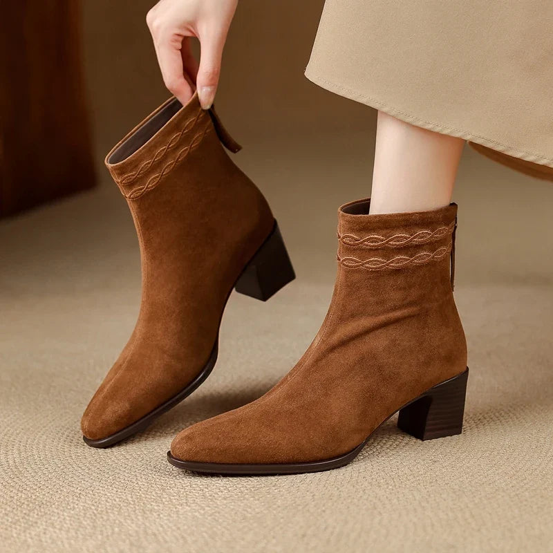 Thalia Square Toe Ankle Boots