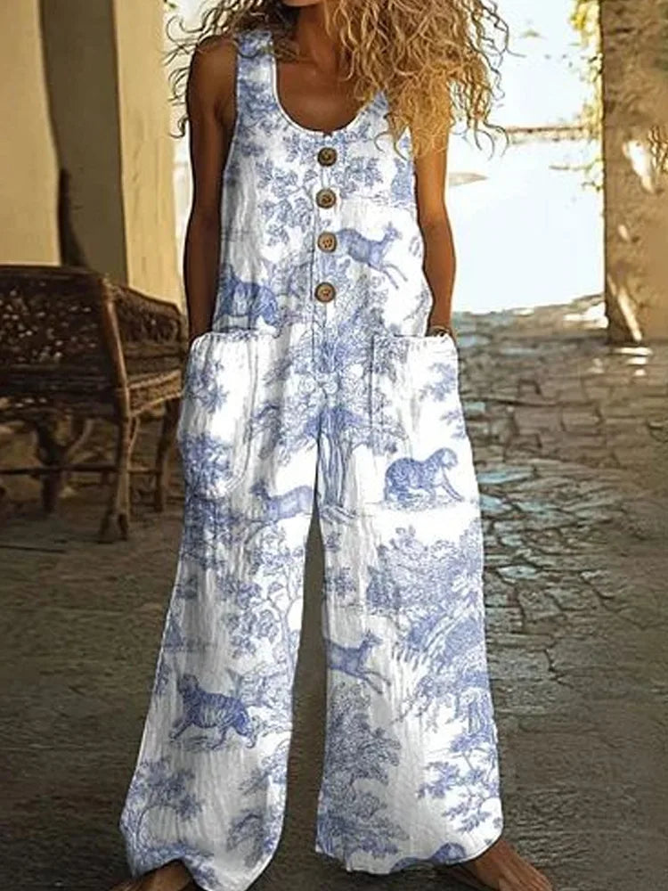Melina Boho Floral Wide Leg Jumpsuit