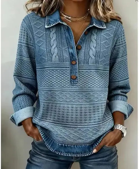 Rosie Denim Trim Blouse