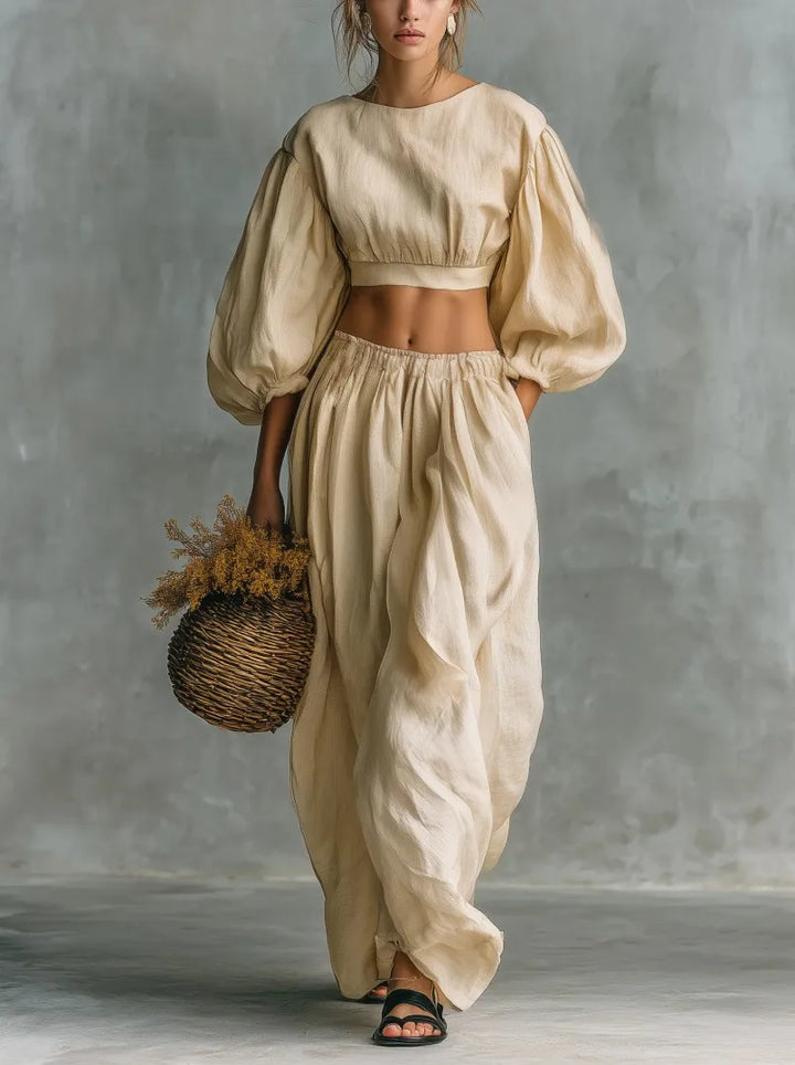 Adelina Balloon Sleeve Trouser Set