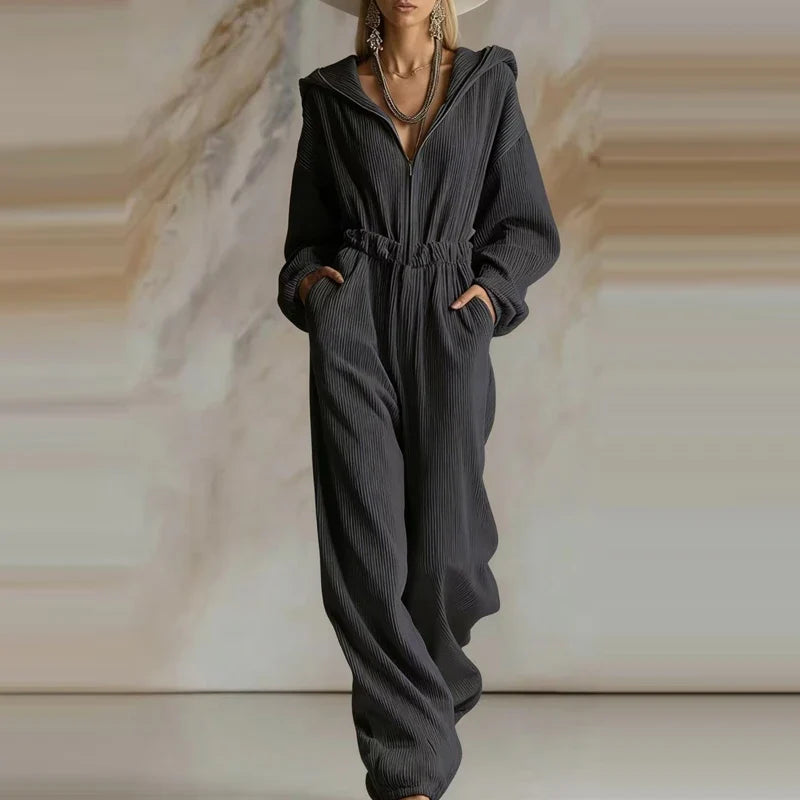 Marsh Ribbed Hooded Jumpsuit